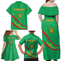 Personalized Mauritania Independence Day Family Matching Off Shoulder Maxi Dress and Hawaiian Shirt Coat Of Arms With Map - Wonder Print Shop