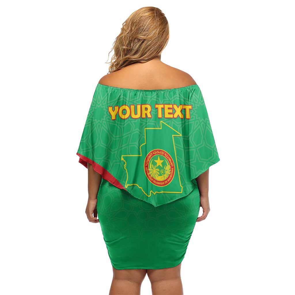 Personalized Mauritania Independence Day Family Matching Off Shoulder Short Dress and Hawaiian Shirt Coat Of Arms With Map - Wonder Print Shop