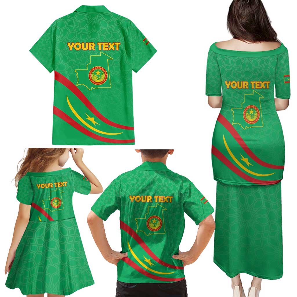 Personalized Mauritania Independence Day Family Matching Puletasi and Hawaiian Shirt Coat Of Arms With Map - Wonder Print Shop