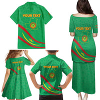 Personalized Mauritania Independence Day Family Matching Puletasi and Hawaiian Shirt Coat Of Arms With Map - Wonder Print Shop