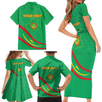 Personalized Mauritania Independence Day Family Matching Short Sleeve Bodycon Dress and Hawaiian Shirt Coat Of Arms With Map - Wonder Print Shop