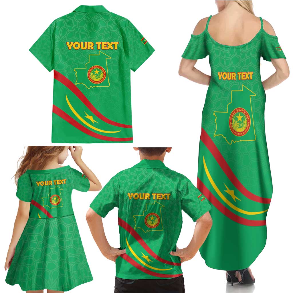 Personalized Mauritania Independence Day Family Matching Summer Maxi Dress and Hawaiian Shirt Coat Of Arms With Map - Wonder Print Shop