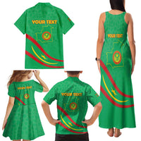 Personalized Mauritania Independence Day Family Matching Tank Maxi Dress and Hawaiian Shirt Coat Of Arms With Map - Wonder Print Shop