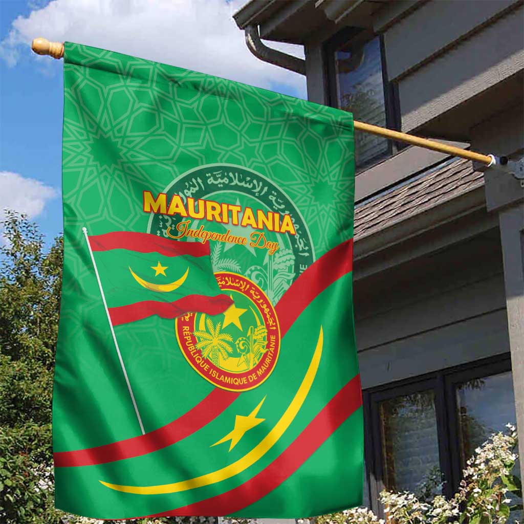 Mauritania Independence Day Garden Flag Coat Of Arms With Map - Wonder Print Shop
