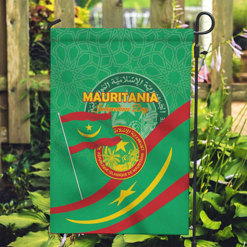 Mauritania Independence Day Garden Flag Coat Of Arms With Map - Wonder Print Shop