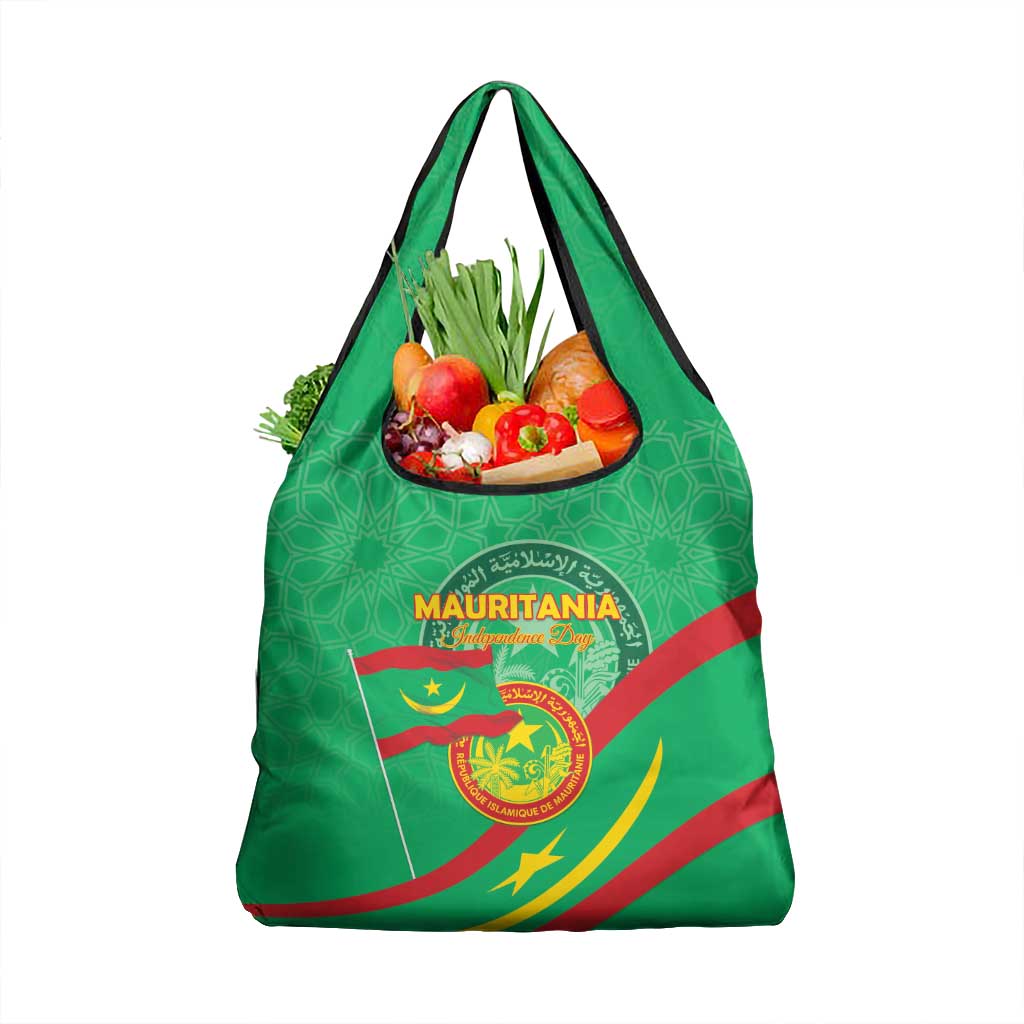 Mauritania Independence Day Grocery Bag Coat Of Arms With Map - Wonder Print Shop