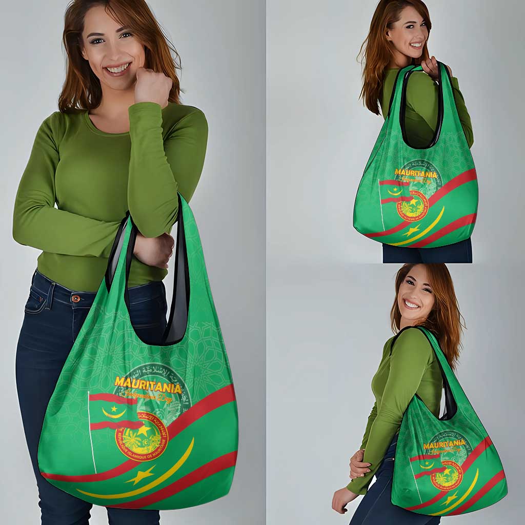 Mauritania Independence Day Grocery Bag Coat Of Arms With Map - Wonder Print Shop