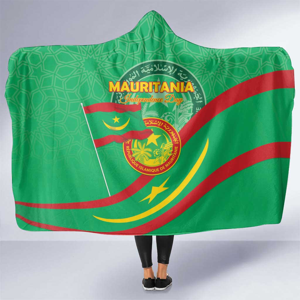 Mauritania Independence Day Hooded Blanket Coat Of Arms With Map - Wonder Print Shop