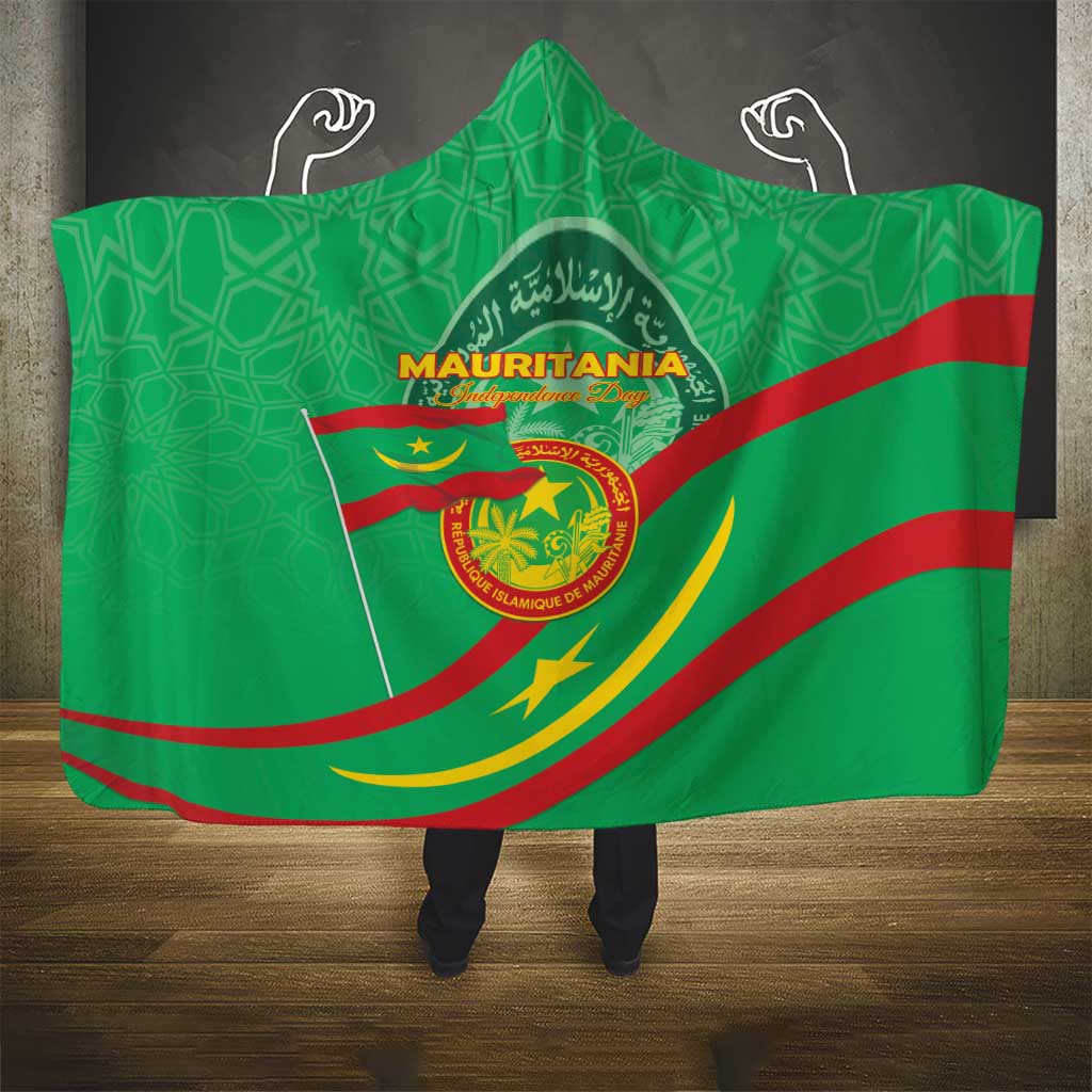 Mauritania Independence Day Hooded Blanket Coat Of Arms With Map - Wonder Print Shop