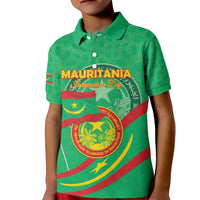 Personalized Mauritania Independence Day Kid Polo Shirt Coat Of Arms With Map - Wonder Print Shop