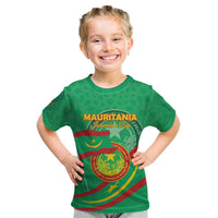 Personalized Mauritania Independence Day Kid T Shirt Coat Of Arms With Map - Wonder Print Shop