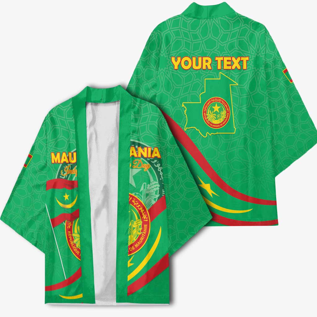 Personalized Mauritania Independence Day Kimono Coat Of Arms With Map - Wonder Print Shop