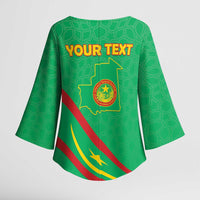 Personalized Mauritania Independence Day Kimono Sleeve Blouse Coat Of Arms With Map - Wonder Print Shop