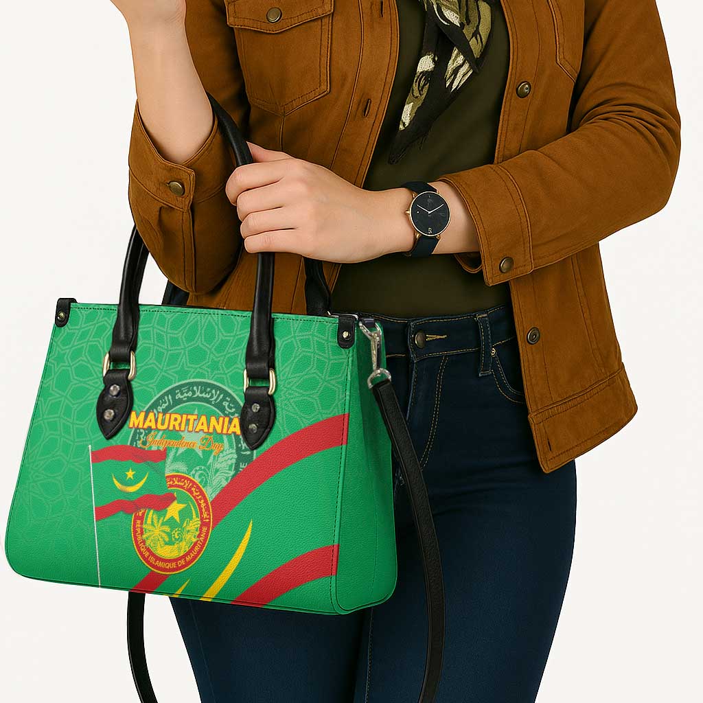 Mauritania Independence Day Leather Bag Coat Of Arms With Map - Wonder Print Shop
