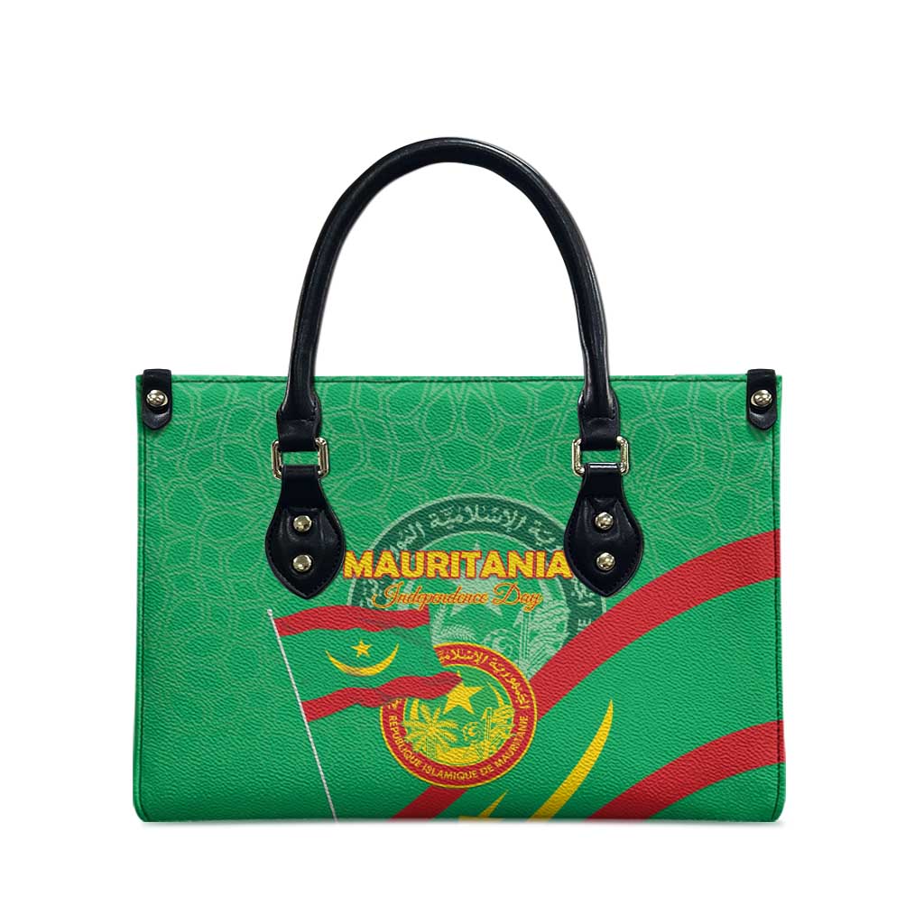 Mauritania Independence Day Leather Bag Coat Of Arms With Map - Wonder Print Shop