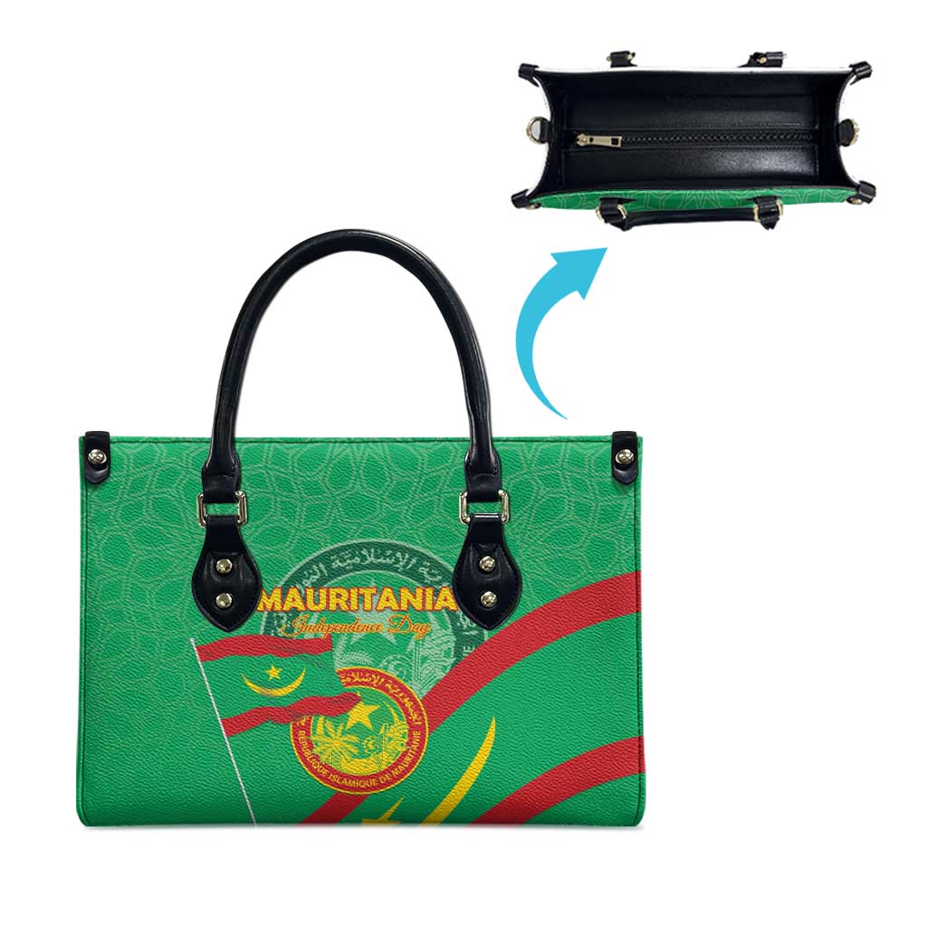 Mauritania Independence Day Leather Bag Coat Of Arms With Map - Wonder Print Shop