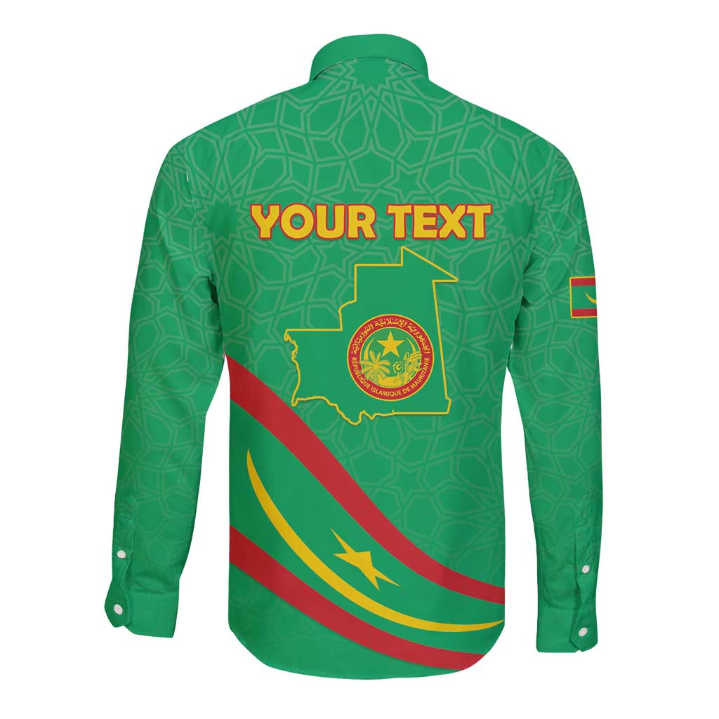 Personalized Mauritania Independence Day Long Sleeve Button Shirt Coat Of Arms With Map - Wonder Print Shop