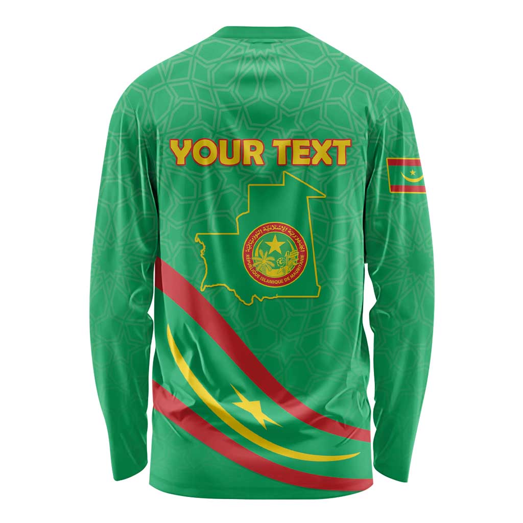 Personalized Mauritania Independence Day Long Sleeve Shirt Coat Of Arms With Map - Wonder Print Shop