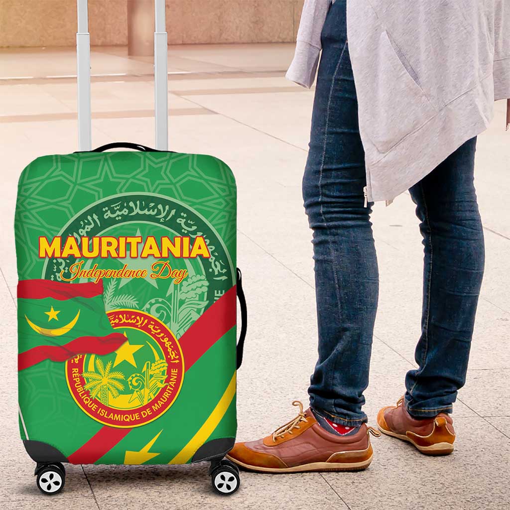 Mauritania Independence Day Luggage Cover Coat Of Arms With Map - Wonder Print Shop