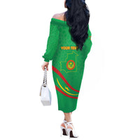 Personalized Mauritania Independence Day Off The Shoulder Long Sleeve Dress Coat Of Arms With Map - Wonder Print Shop