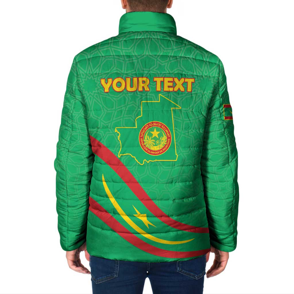 Personalized Mauritania Independence Day Padded Jacket Coat Of Arms With Map - Wonder Print Shop