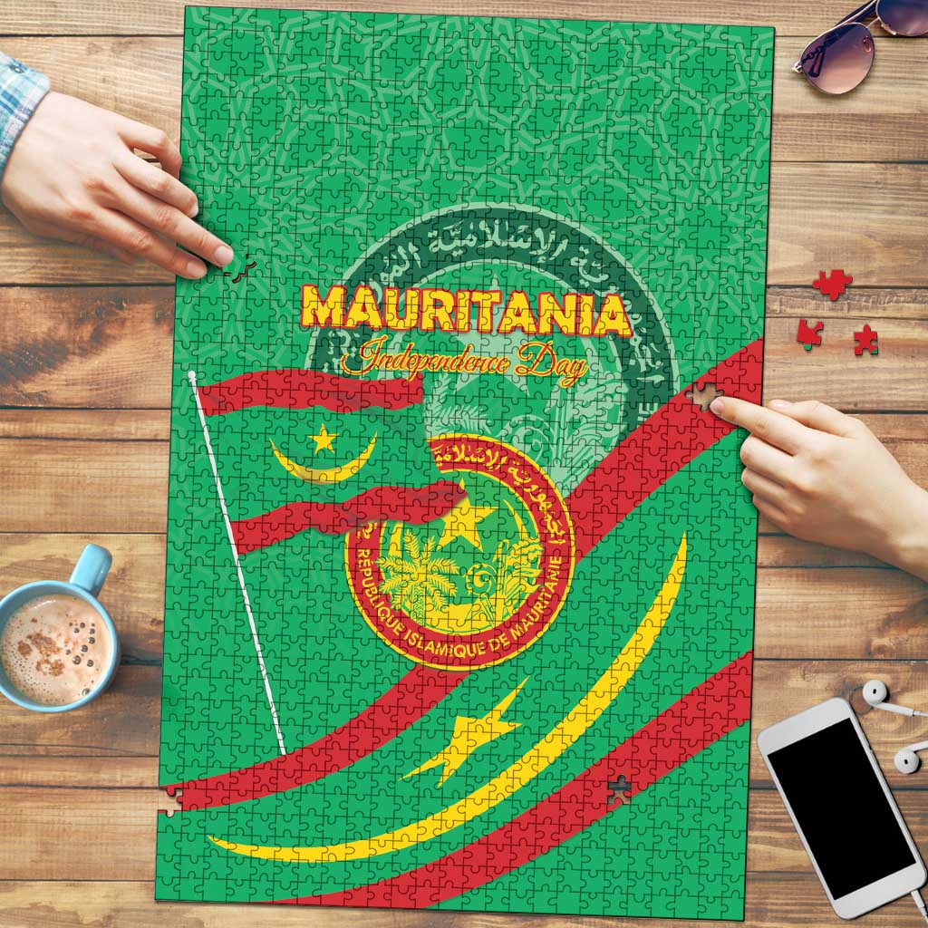 Mauritania Independence Day Puzzle Coat Of Arms With Map - Wonder Print Shop