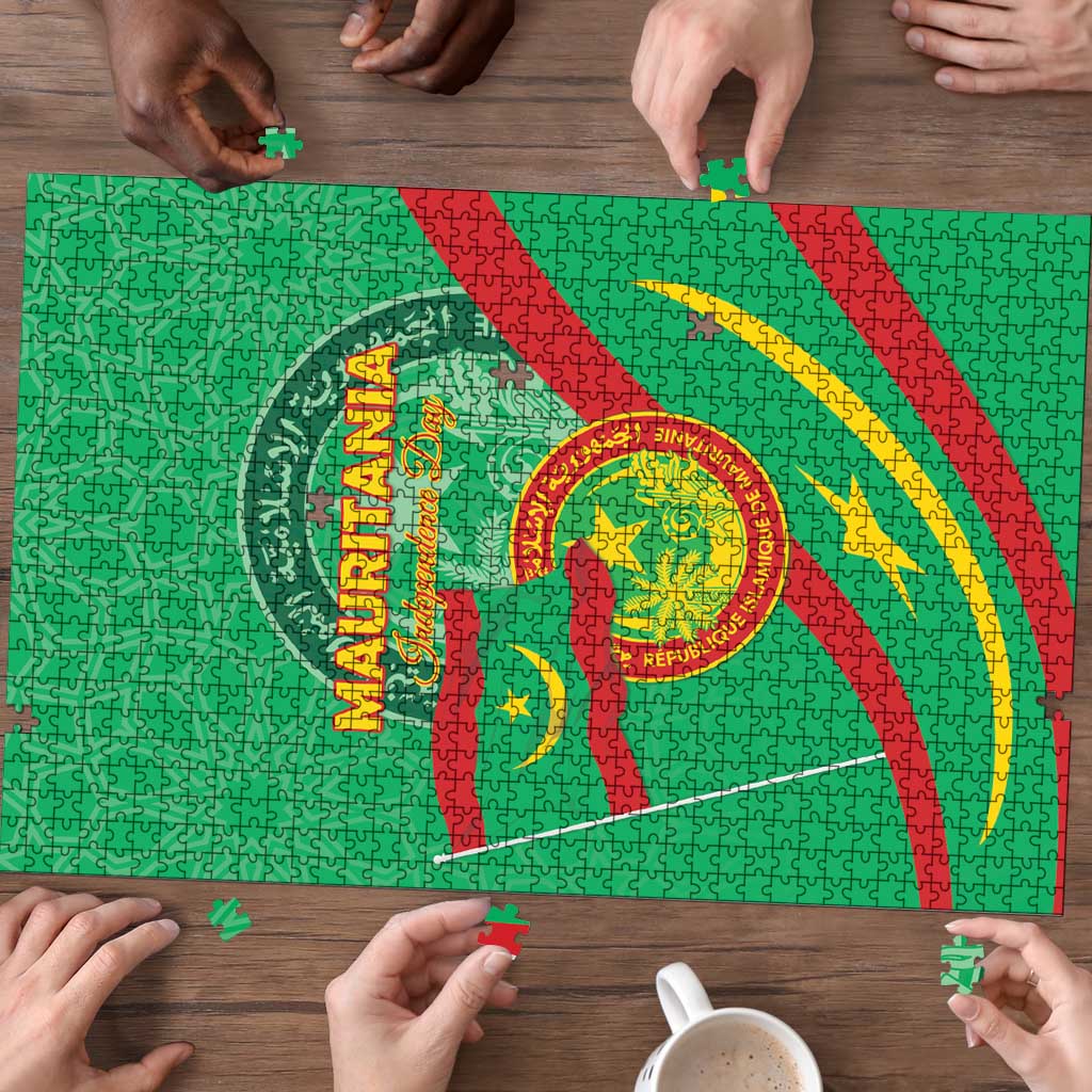 Mauritania Independence Day Puzzle Coat Of Arms With Map - Wonder Print Shop