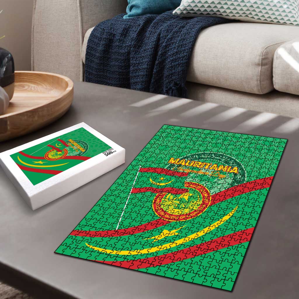 Mauritania Independence Day Puzzle Coat Of Arms With Map - Wonder Print Shop