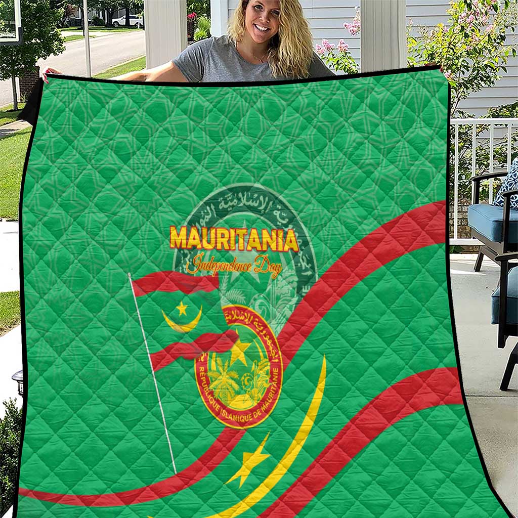 Mauritania Independence Day Quilt Coat Of Arms With Map - Wonder Print Shop