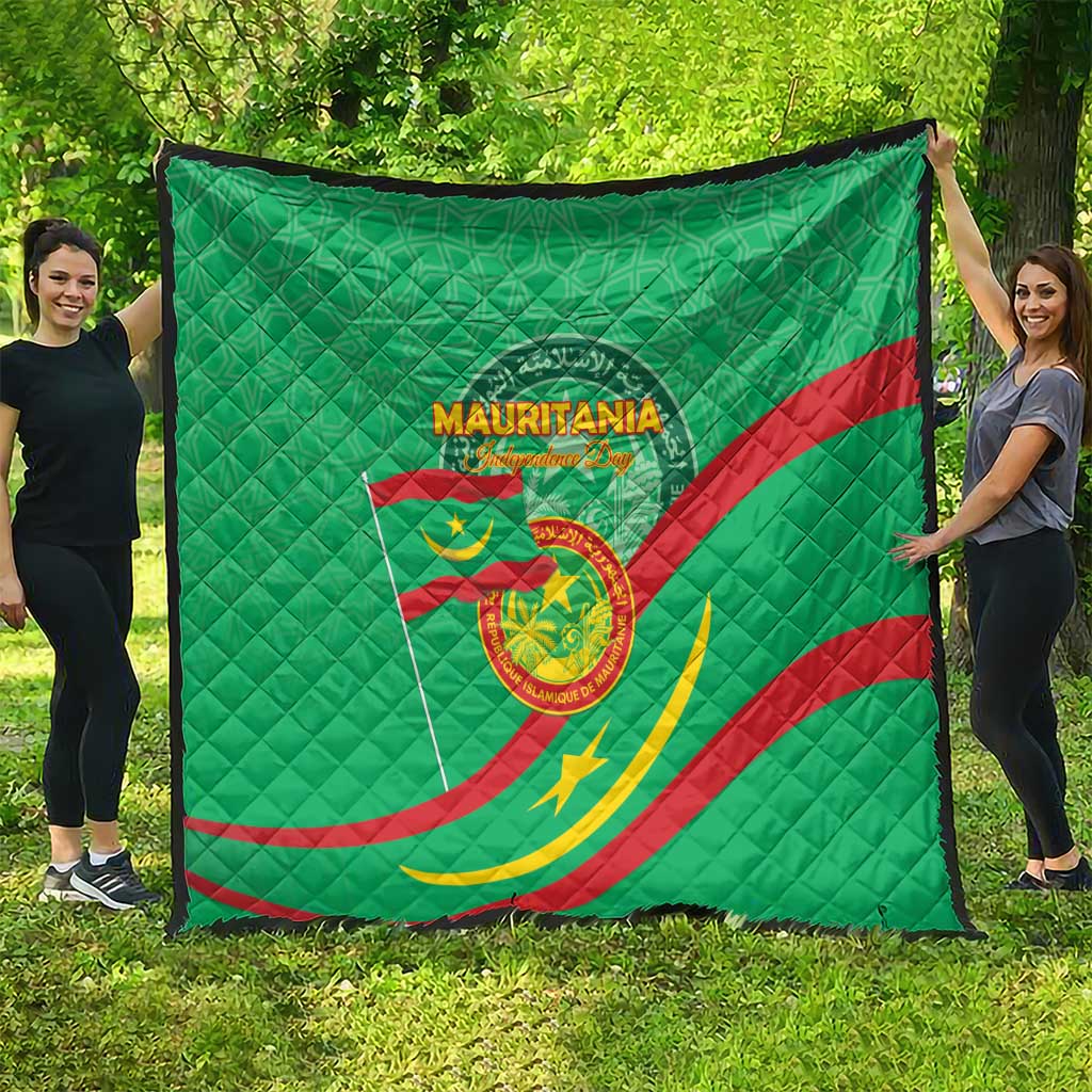 Mauritania Independence Day Quilt Coat Of Arms With Map - Wonder Print Shop