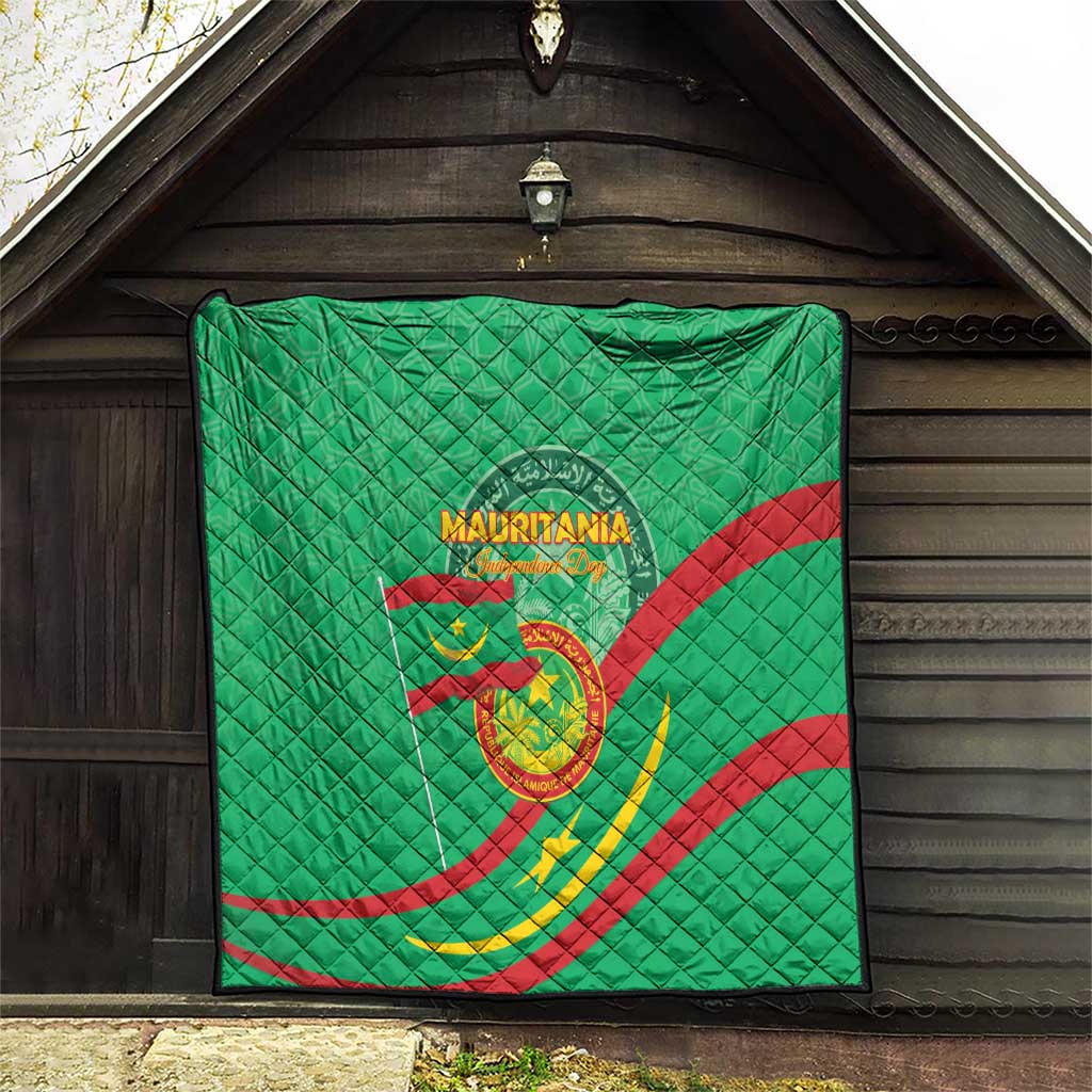 Mauritania Independence Day Quilt Coat Of Arms With Map - Wonder Print Shop
