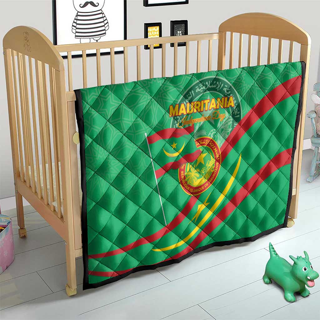 Mauritania Independence Day Quilt Coat Of Arms With Map - Wonder Print Shop