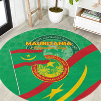 Mauritania Independence Day Round Carpet Coat Of Arms With Map - Wonder Print Shop