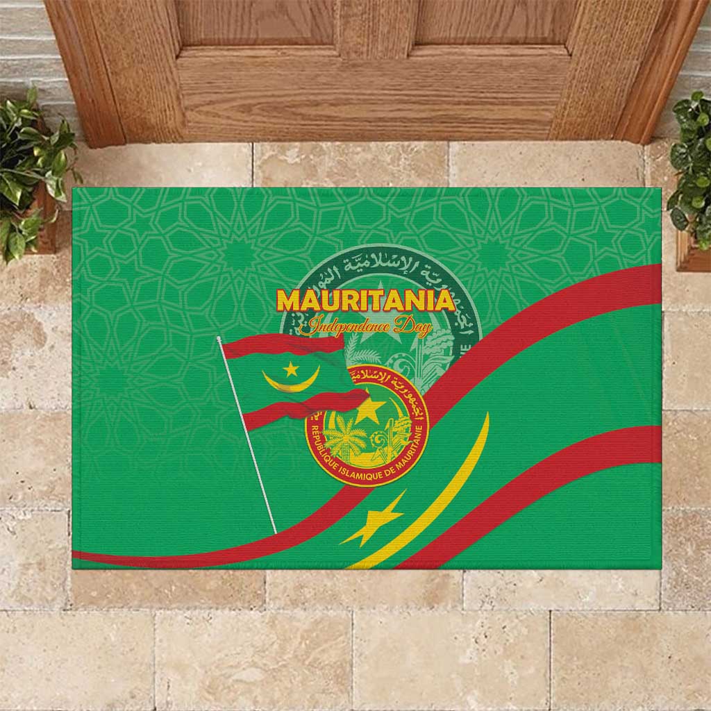 Mauritania Independence Day Rubber Doormat Coat Of Arms With Map - Wonder Print Shop