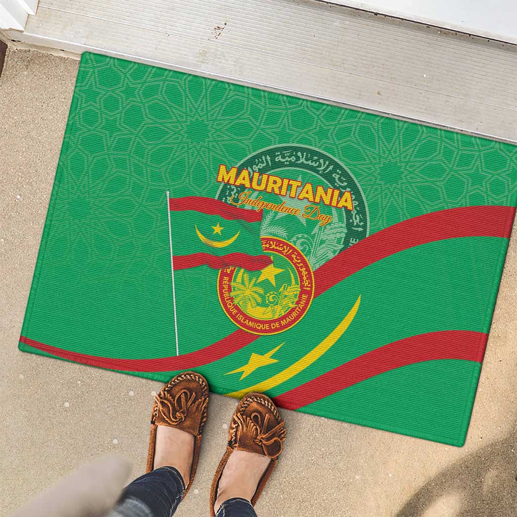 Mauritania Independence Day Rubber Doormat Coat Of Arms With Map - Wonder Print Shop