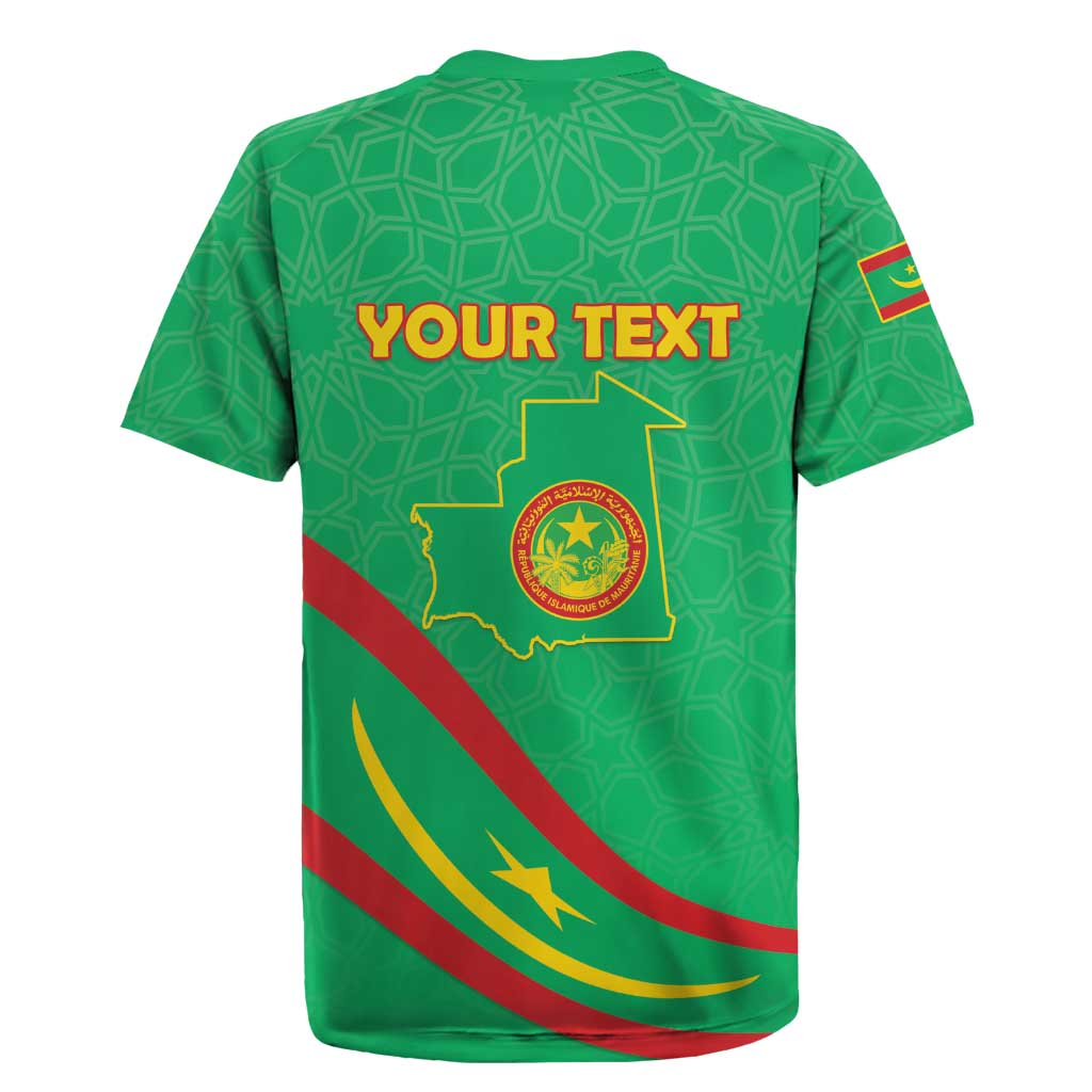 Personalized Mauritania Independence Day Rugby Jersey Coat Of Arms With Map - Wonder Print Shop