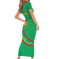 Personalized Mauritania Independence Day Short Sleeve Bodycon Dress Coat Of Arms With Map - Wonder Print Shop
