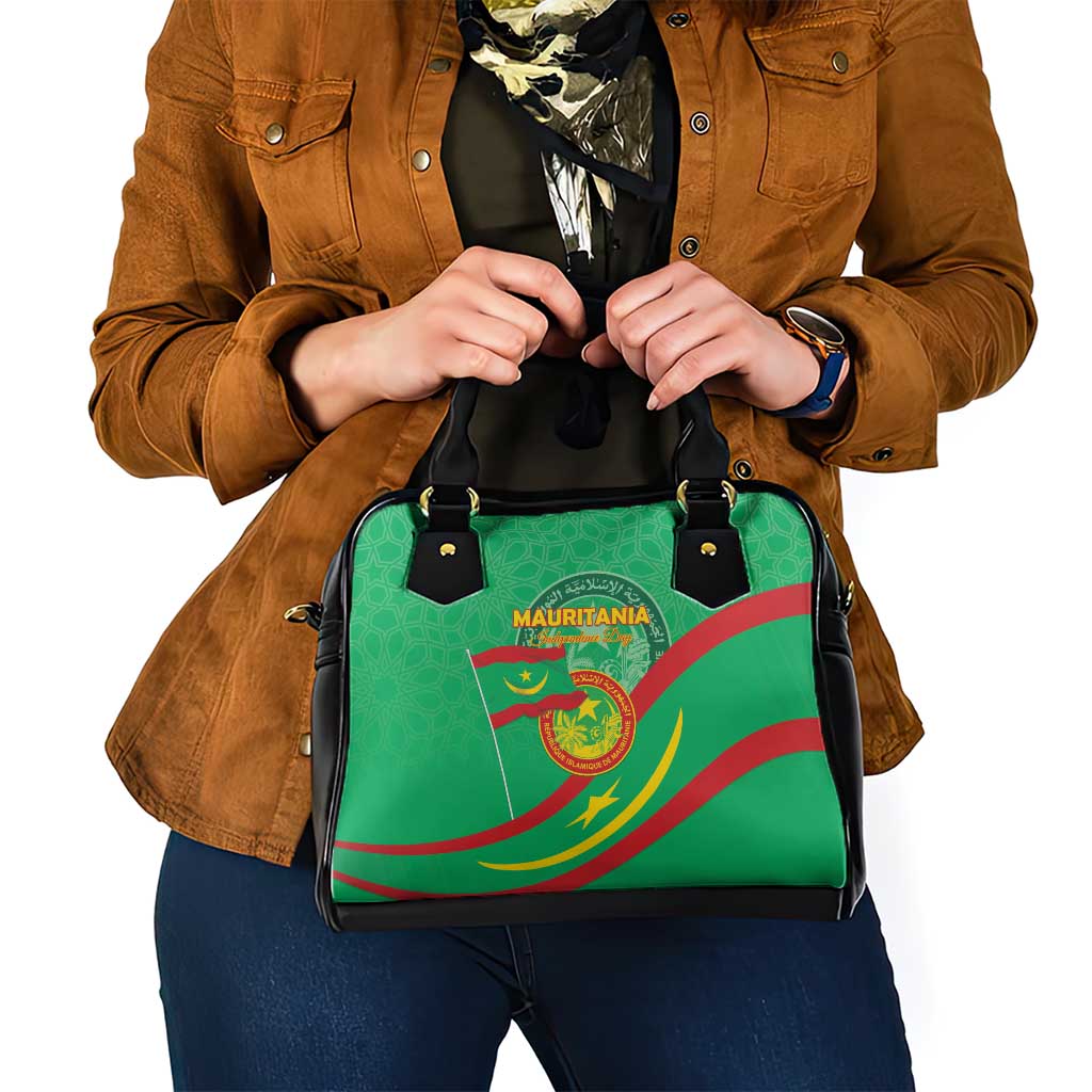 Mauritania Independence Day Shoulder Handbag Coat Of Arms With Map - Wonder Print Shop
