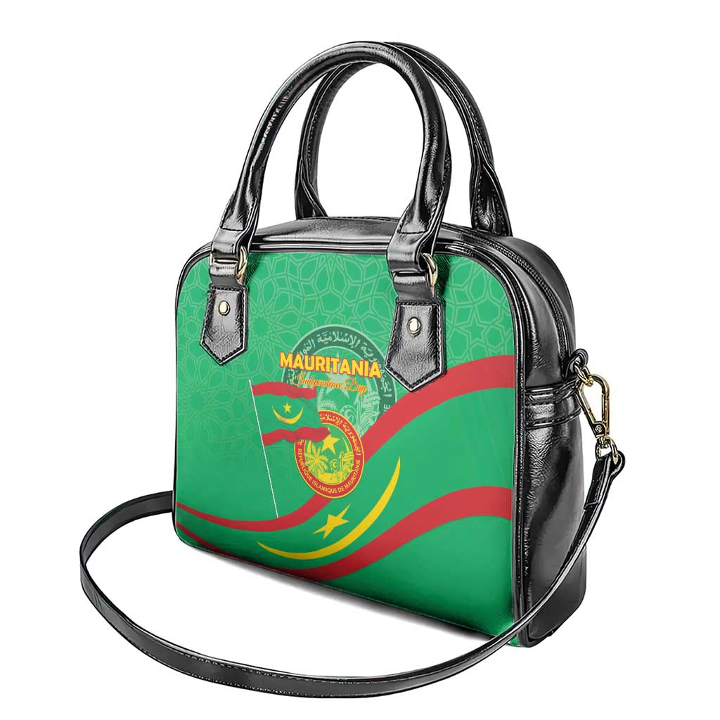 Mauritania Independence Day Shoulder Handbag Coat Of Arms With Map - Wonder Print Shop
