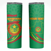 Personalized Mauritania Independence Day Skinny Tumbler Coat Of Arms With Map - Wonder Print Shop