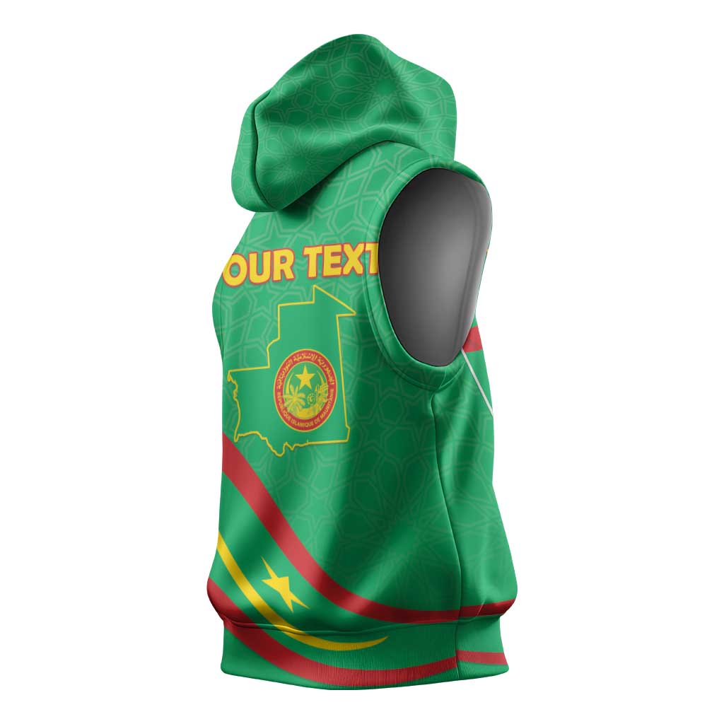 Personalized Mauritania Independence Day Sleeveless Hoodie Coat Of Arms With Map - Wonder Print Shop