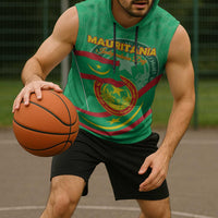 Personalized Mauritania Independence Day Sleeveless Hoodie Coat Of Arms With Map - Wonder Print Shop