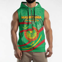 Personalized Mauritania Independence Day Sleeveless Zip Hoodie Coat Of Arms With Map - Wonder Print Shop