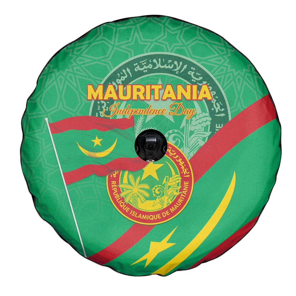 Mauritania Independence Day Spare Tire Cover Coat Of Arms With Map - Wonder Print Shop