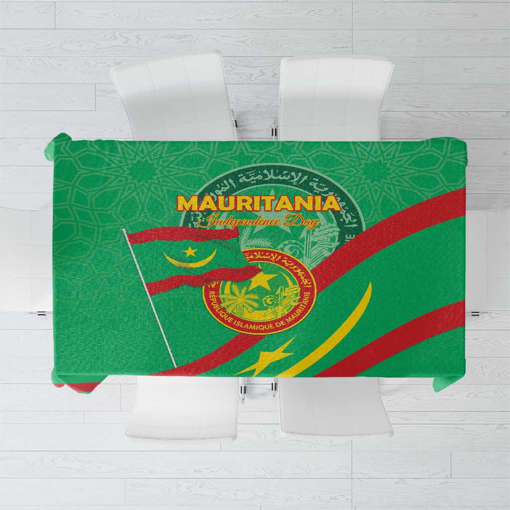 Mauritania Independence Day Tablecloth Coat Of Arms With Map - Wonder Print Shop