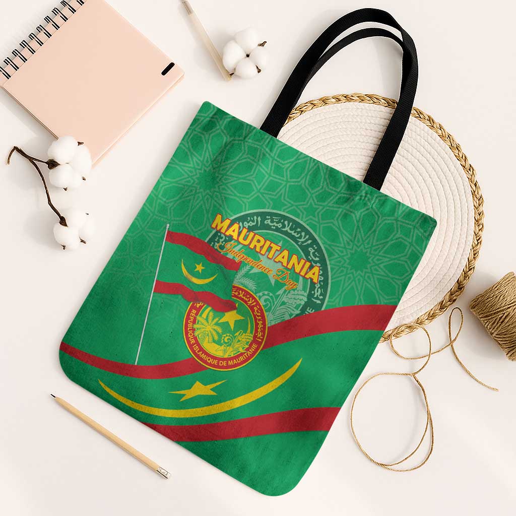 Mauritania Independence Day Tote Bag Coat Of Arms With Map - Wonder Print Shop