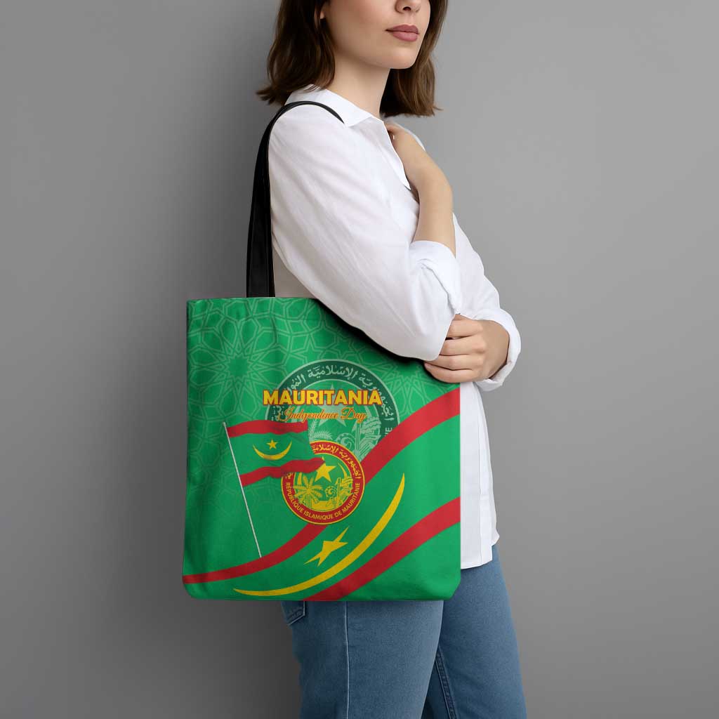 Mauritania Independence Day Tote Bag Coat Of Arms With Map - Wonder Print Shop
