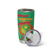 Personalized Mauritania Independence Day Tumbler Cup Coat Of Arms With Map - Wonder Print Shop