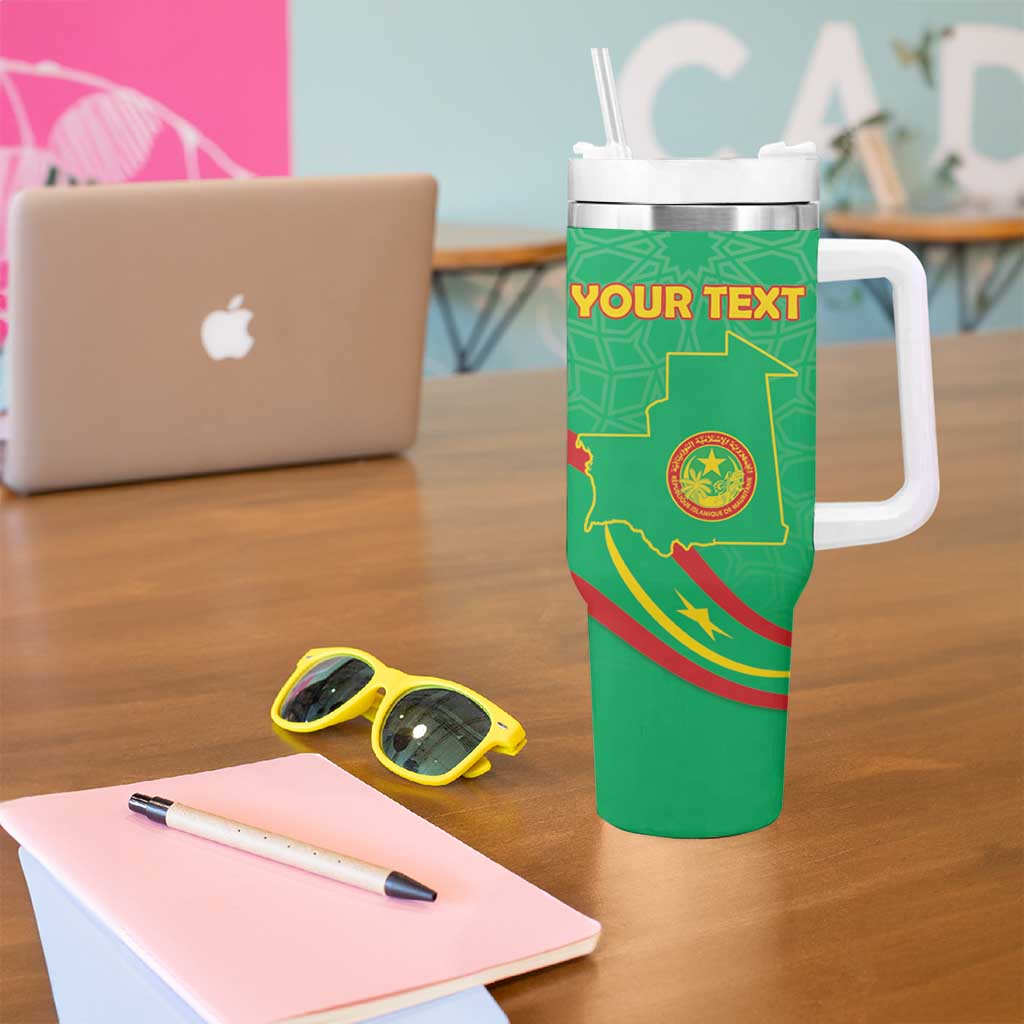Personalized Mauritania Independence Day Tumbler With Handle Coat Of Arms With Map - Wonder Print Shop