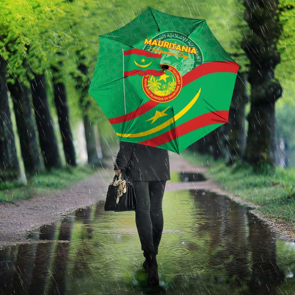 Mauritania Independence Day Umbrella Coat Of Arms With Map - Wonder Print Shop